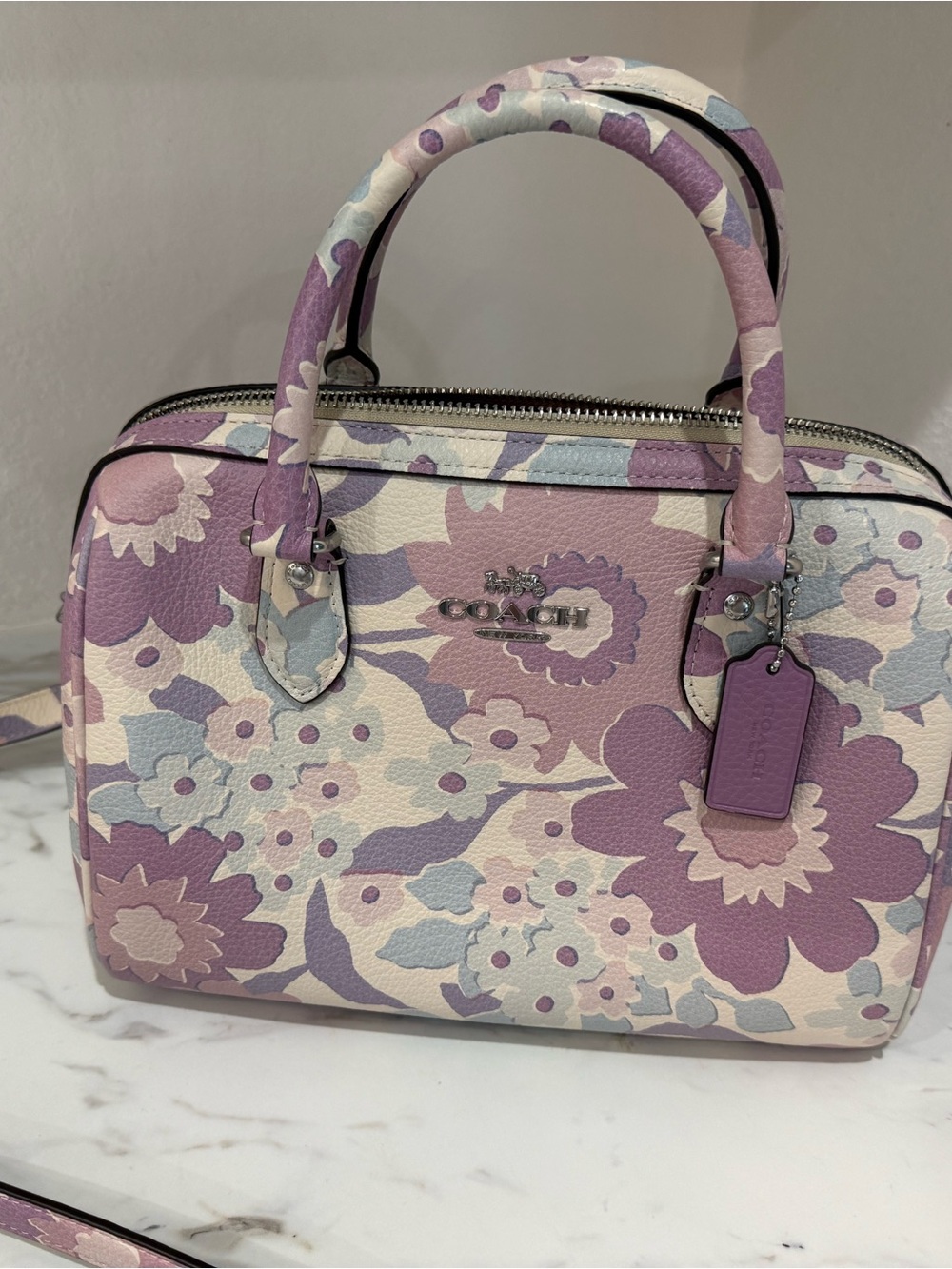 Coach medium Rowan Purple Multi Floral